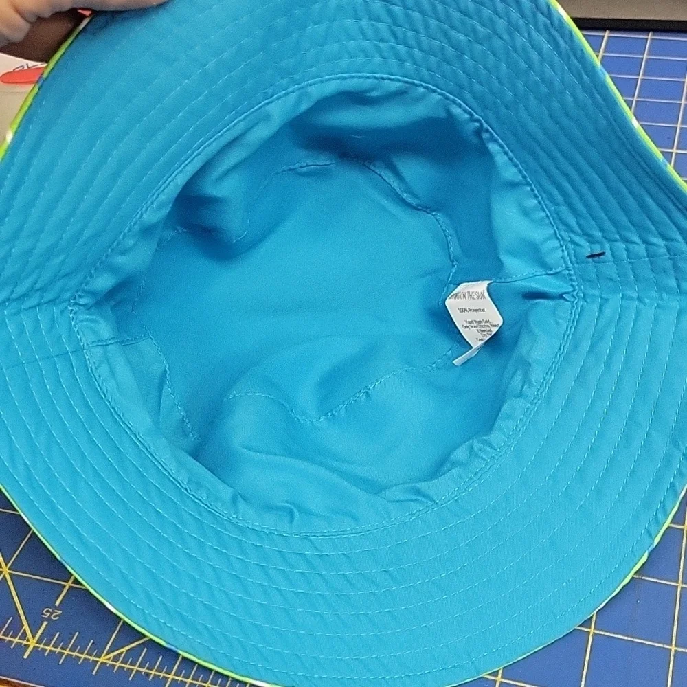 Bucket Hat Green Blue Striped Kids